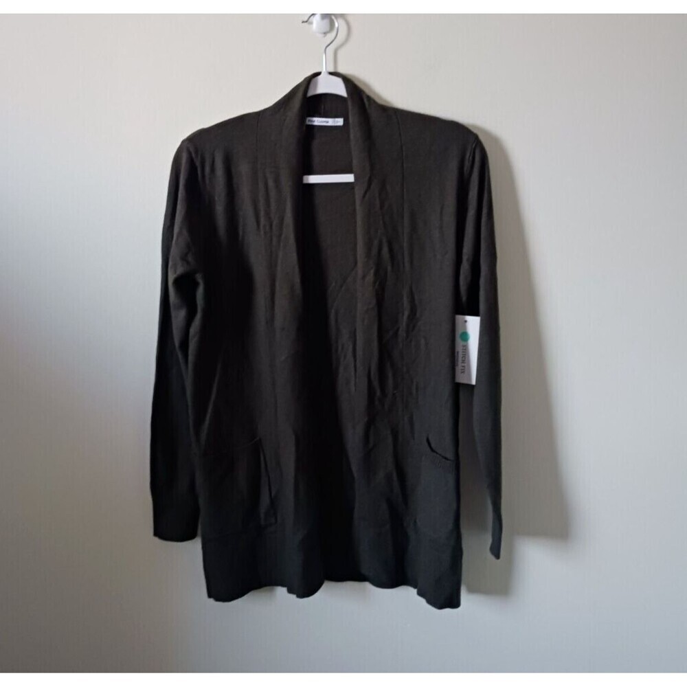 Pink‎ Clover Stitch Fix Cardigan Sweater Open Front Pockets Olive Green S